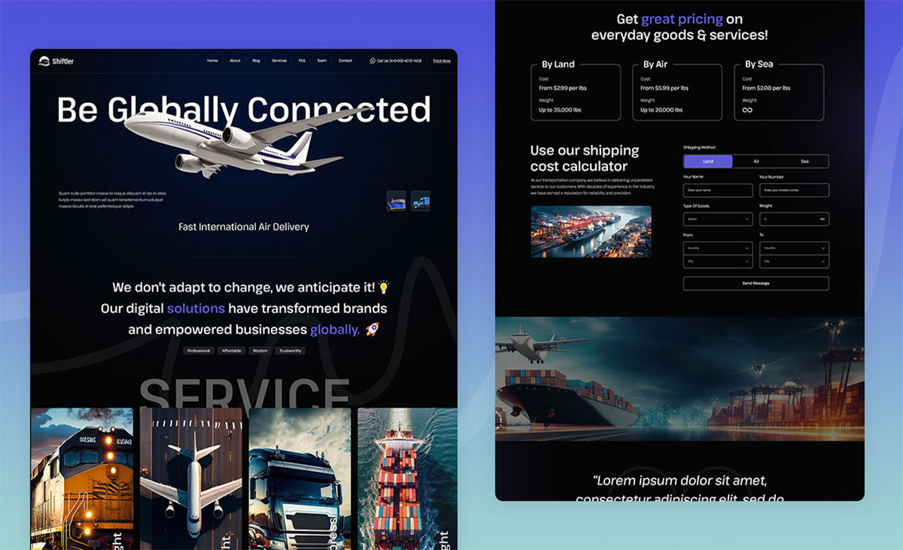 Shiftler Transportation and Logistics HTML Template