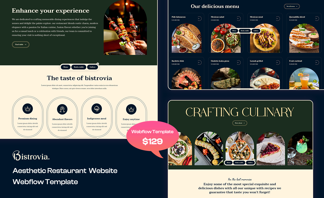 Bistrovia Restaurant Website Webflow Template